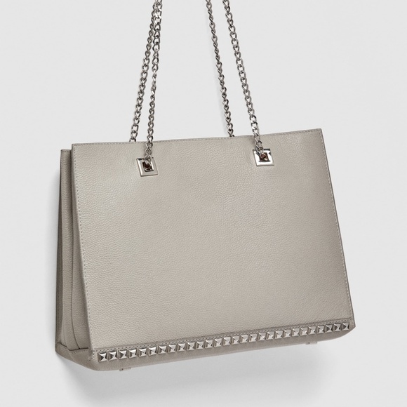 Zara studded tote bag sale